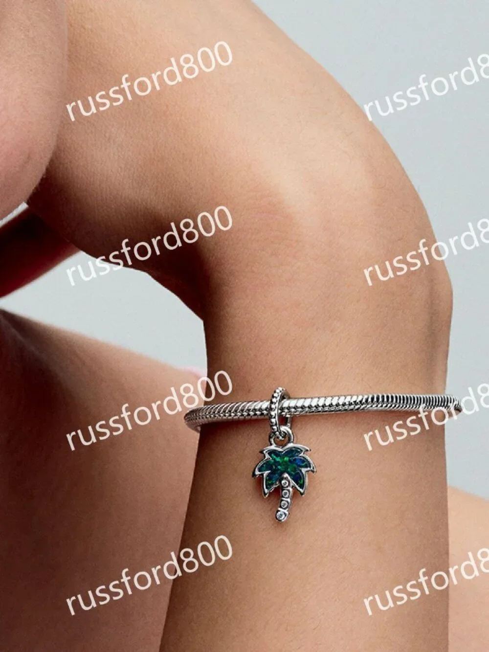 Pandora Opalescent Green Palm Tree Dangle Charm